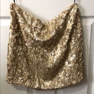 Gold sequin mini skirt